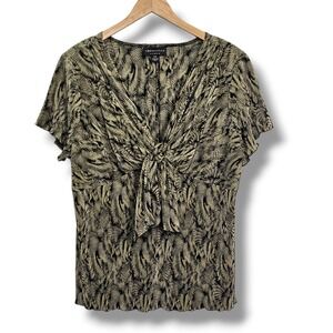 Connected Babydoll Top 18W Black Tan Twisted Knot Dressy Whimsigoth Ribbed